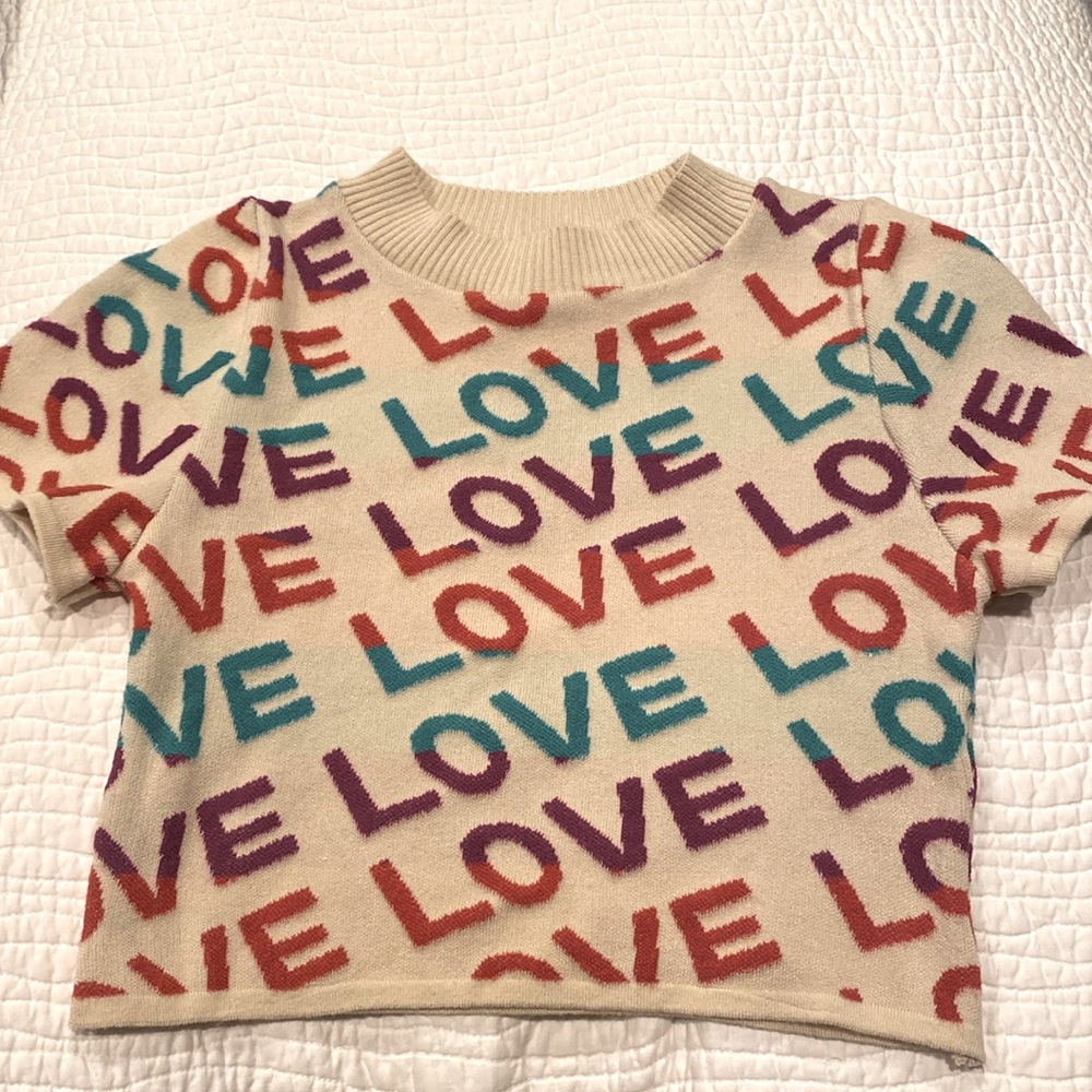 Debut Cropped ‘LOVE’ Sweater